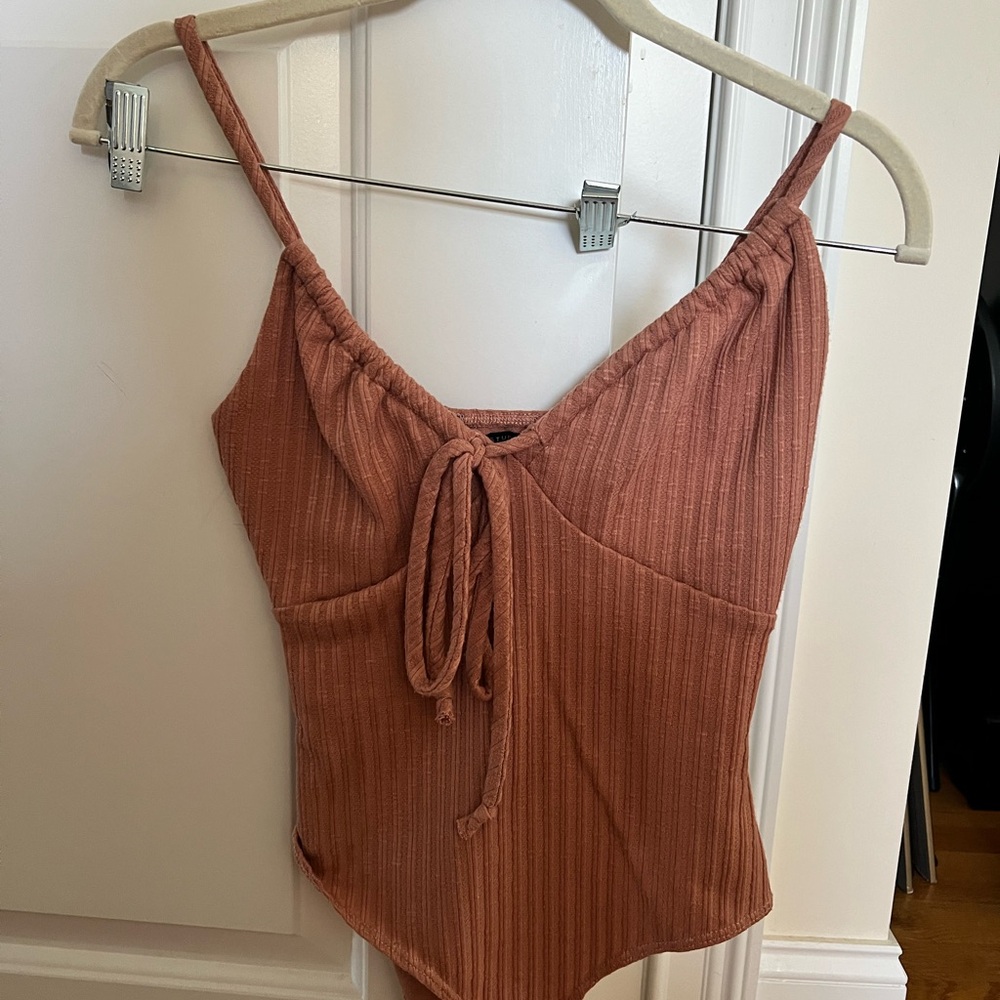 American Eagle Outfitters Pink Sleeveless Ribbed Bodysuit